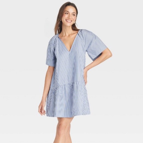 Flutter Short Sleeve Mini Poplin Dress, NWT - Picture 1 of 4